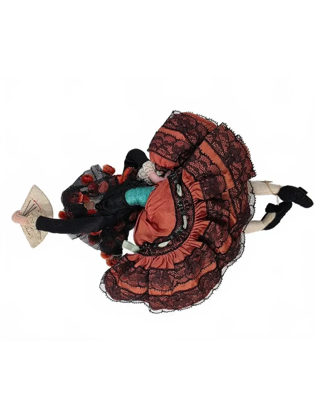 Vintage Spanish Flamenco Dancer Cloth Doll Madrid Tag 11.75 Inch